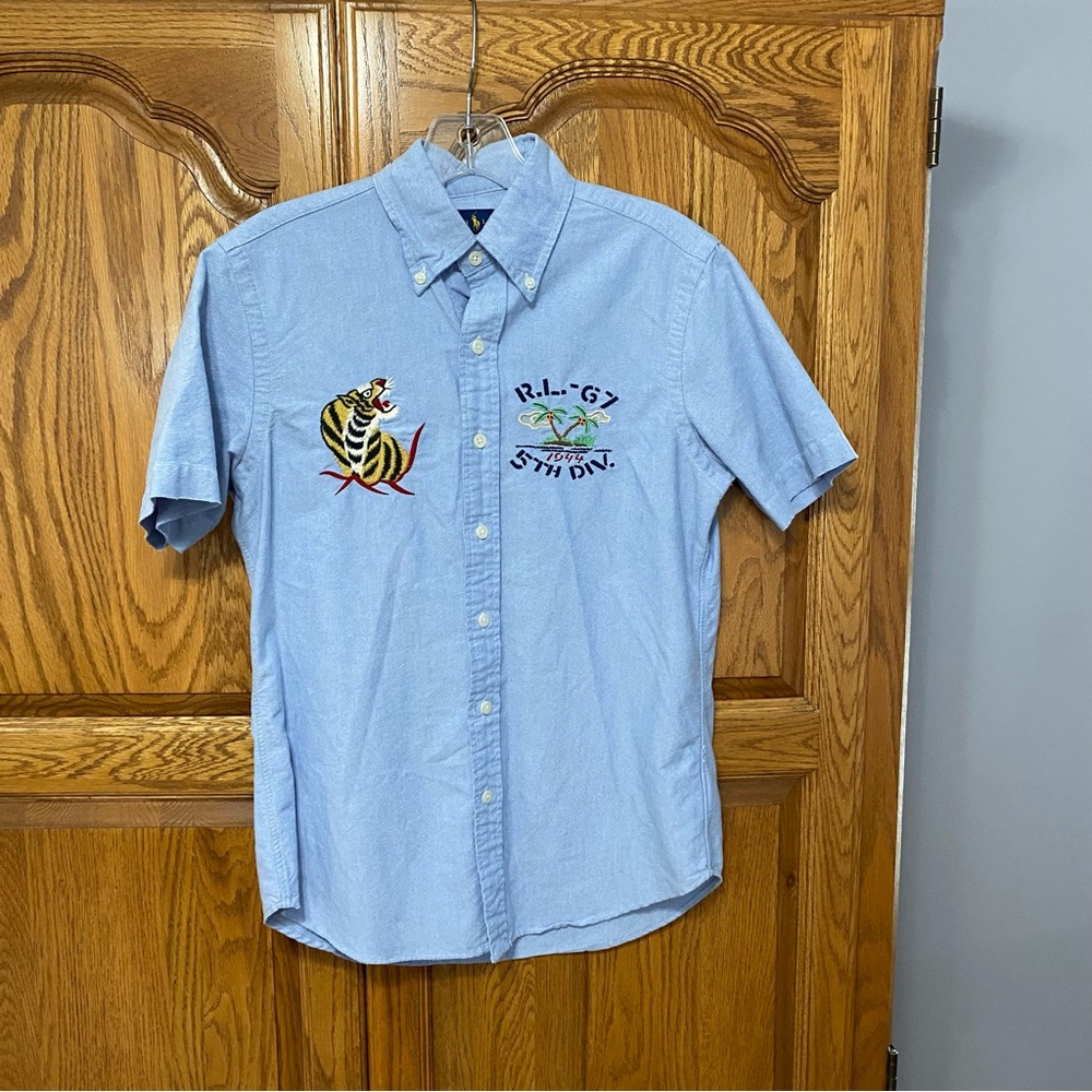 Ralph Lauren Hawaiian Souvenir RL67 5th Div Tiger Embroidered Button Down XS